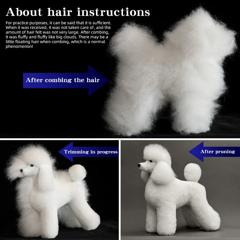 Pet Grooming Practice Poodle Model — Full Body Simulation Dog Mannequin for Grooming Training