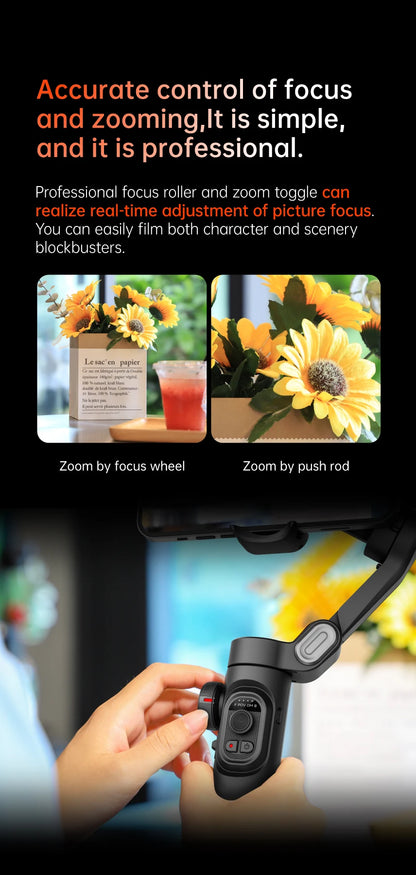 AOCHUAN 3-Axis Handheld Gimbal Stabilizer – SmartXE for iPhone & Android with AI Face Tracking for TikTok & Vlog