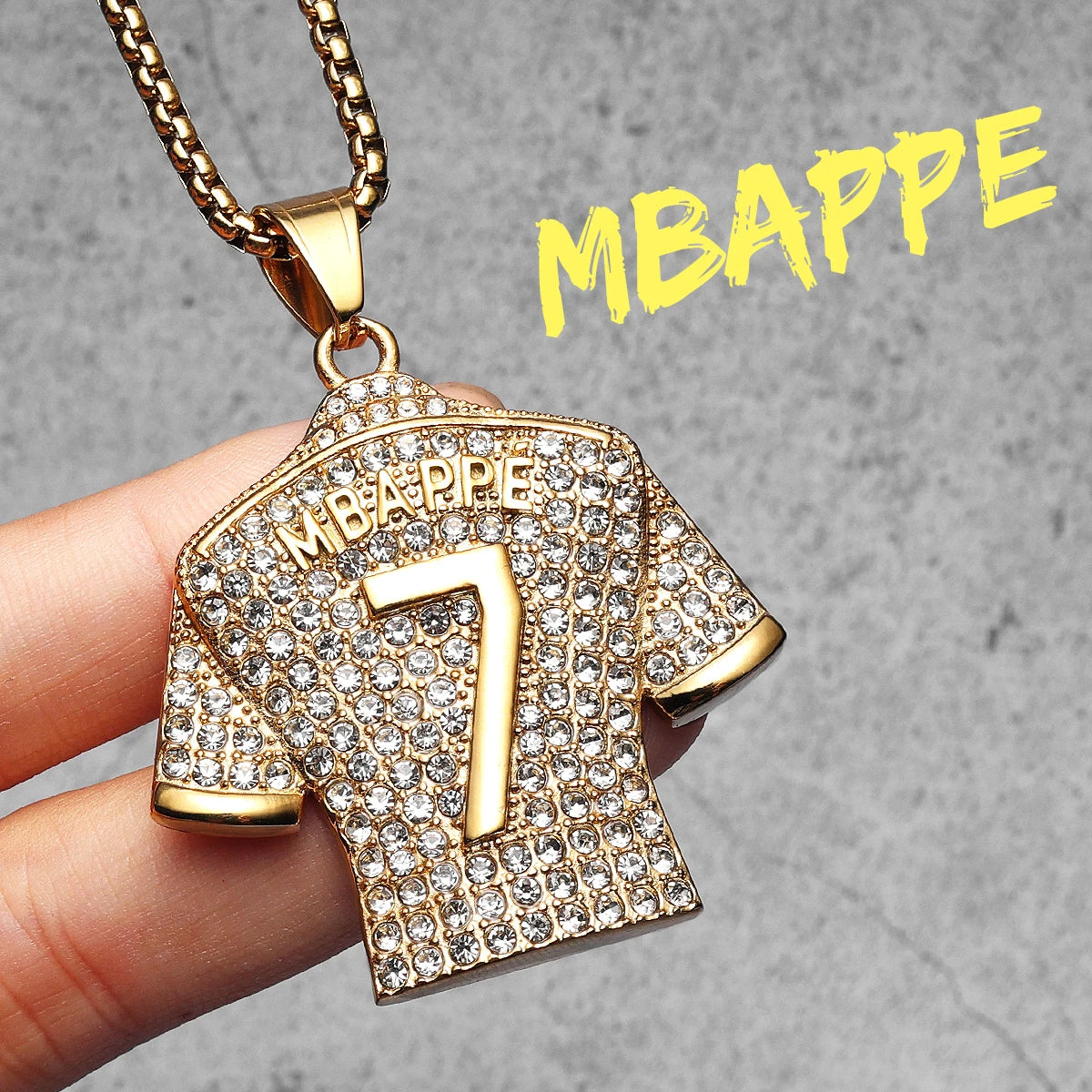 Messi, Ronaldo, Mbappé Football Jersey Necklace – Stainless Steel Dumbbell Pendant Chain for Men, Punk Gym Style