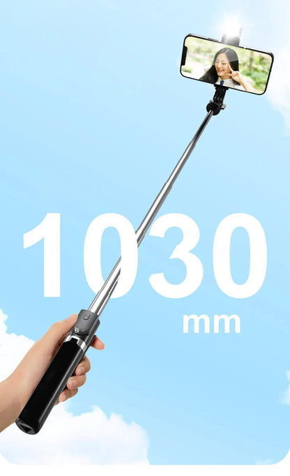 Portable Bluetooth Selfie Stick Tripod with Light & Remote | 103cm Retractable Phone Holder