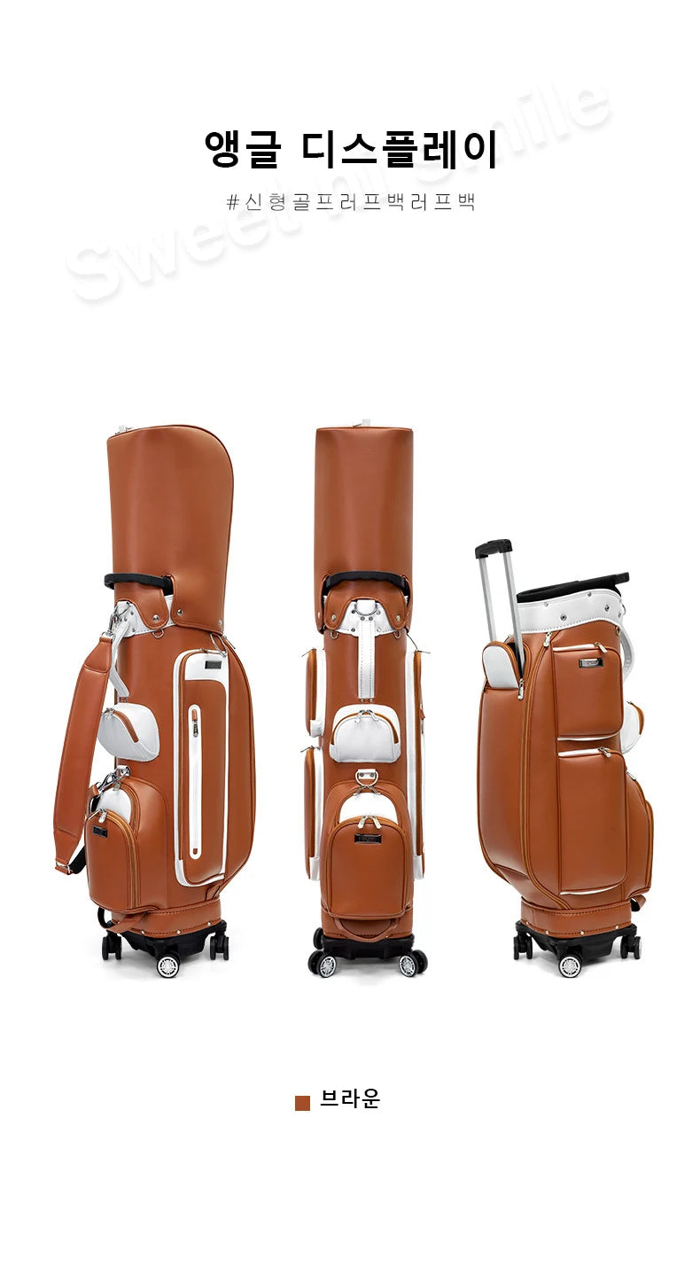 PGM Wheeled Golf Caddy Bag QB127 – 4-Wheel 360° Rotation Removable Waterproof Bag for Men & Women