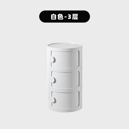 Nordic Minimalist White Bedside Table – Modern Round Plastic Side Cabinet, Small Creative Storage Unit