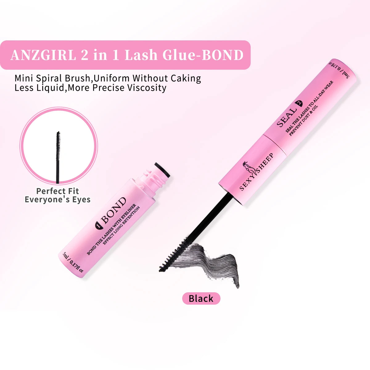10ML Lash Cluster Glue & Seal – 2-in-1 Eyelash Adhesive for Long-Lasting Black Lash Bond