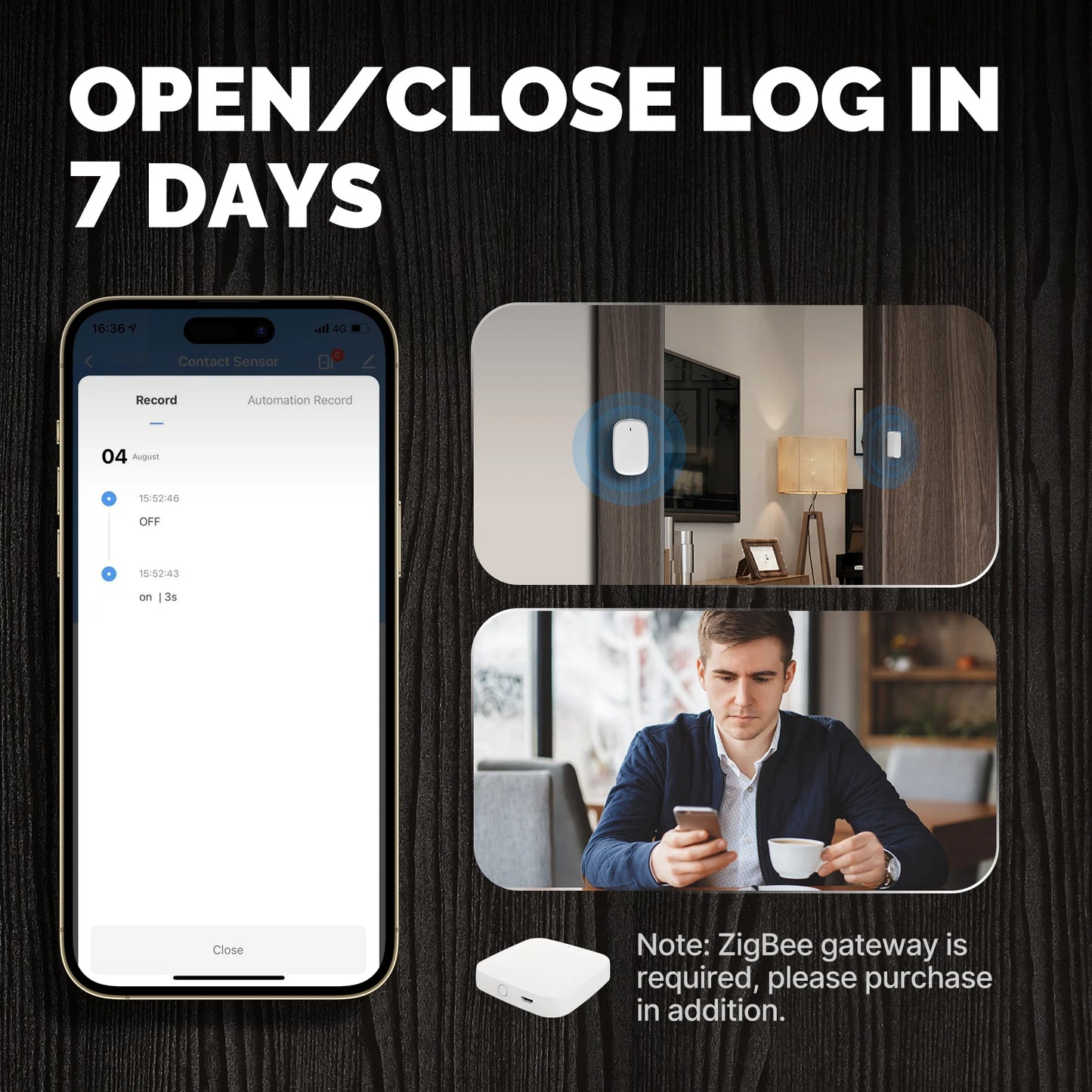 MOES Tuya ZigBee Smart Window & Door Sensor – Home Security Alarm with Remote Control via Smart Life App