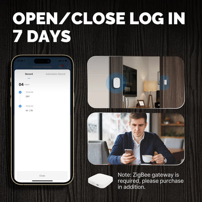 MOES Tuya ZigBee Smart Window & Door Sensor – Home Security Alarm with Remote Control via Smart Life App