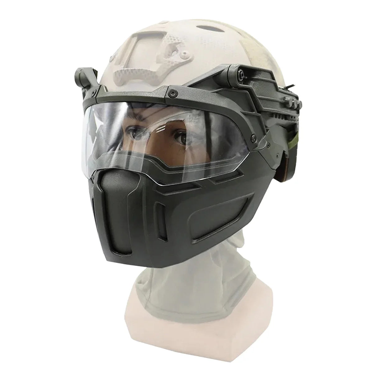 Tactical FAST Helmet Half Face Mask with Flip Goggles – Airsoft, Paintball, and Hunting Gear Accessories