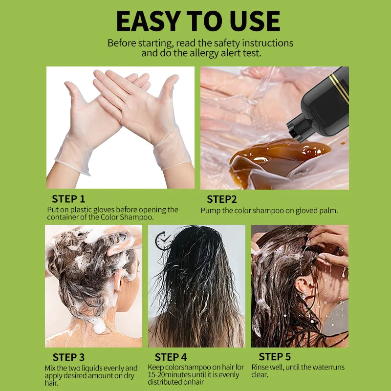 Rosemary Black Hair Dye Shampoo 500ml – DIY Herbal Gray-to-Black Coloring for Women & Men