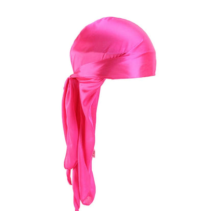 Unisex Silky Long Tail Durag Pirate Hat – Fashion Headwrap, Turban, Bandana, Cap for Women & Men, Hijab Hair Accessories