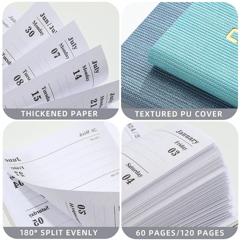 2025 A7 Pocket Planner – 365 Day PU Cover Notebook, Daily & Weekly Calendar, Office & School Agenda