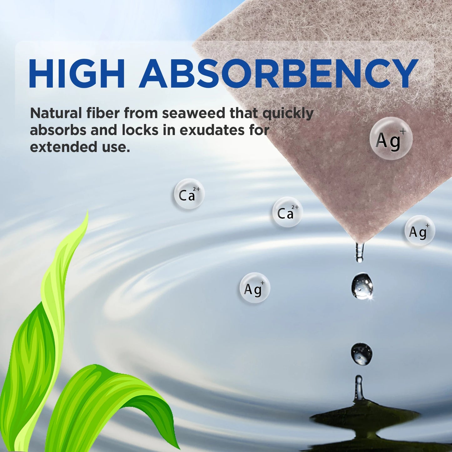 Ceeport Ag Silver Calcium Alginate Wound Dressing Pads: Soft Silver Highly Absorbent Dressings for Wound Care - Available in 2/3/4in Sizes, Sets of 5/10pcs