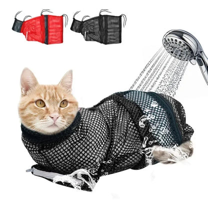 Cat Grooming Mesh Bathing Bag – Anti-Scratch, Anti-Bite, Nail Trimming & Restraint Cat Carrier, Anti-Escape Pet Bag