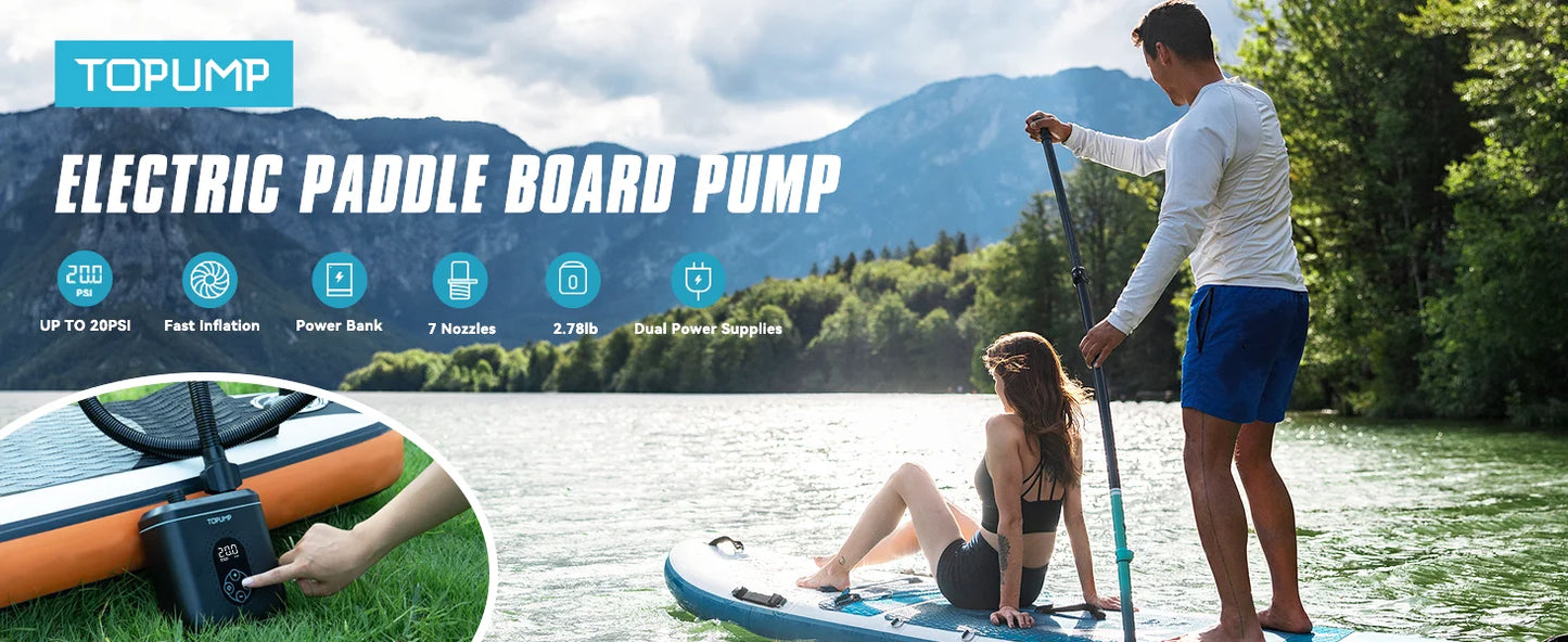 SUP Inflatable Pump — Rechargeable 20PSI Pump for PVC Kayaks, Kite Wings & Stand Up Paddle Boards