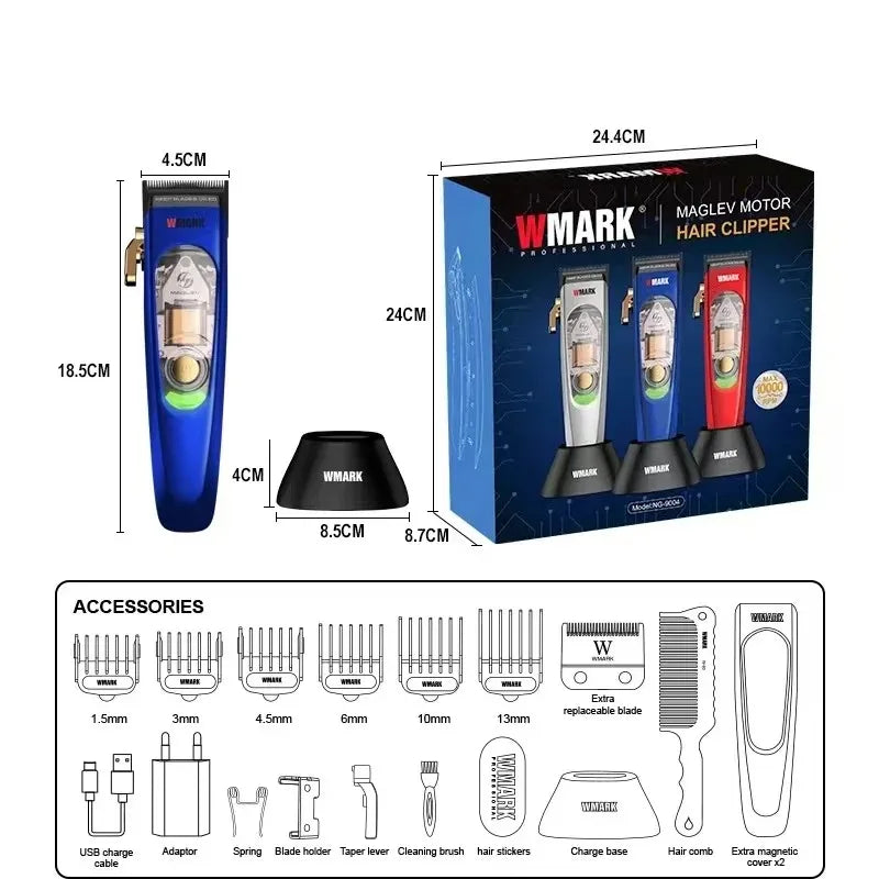WMARK NG-9004 Hair Clipper for Men – 10,000 RPM MAGLEV Motor, Cordless ...