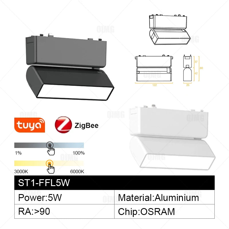 Smart Home Tuya Dimming 6mm Ultra-Thin Ceiling Mount Magnetic Track Light, 48V Slim Surface Mounted Linear Light
