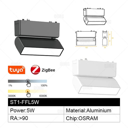 Smart Home Tuya Dimming 6mm Ultra-Thin Ceiling Mount Magnetic Track Light, 48V Slim Surface Mounted Linear Light