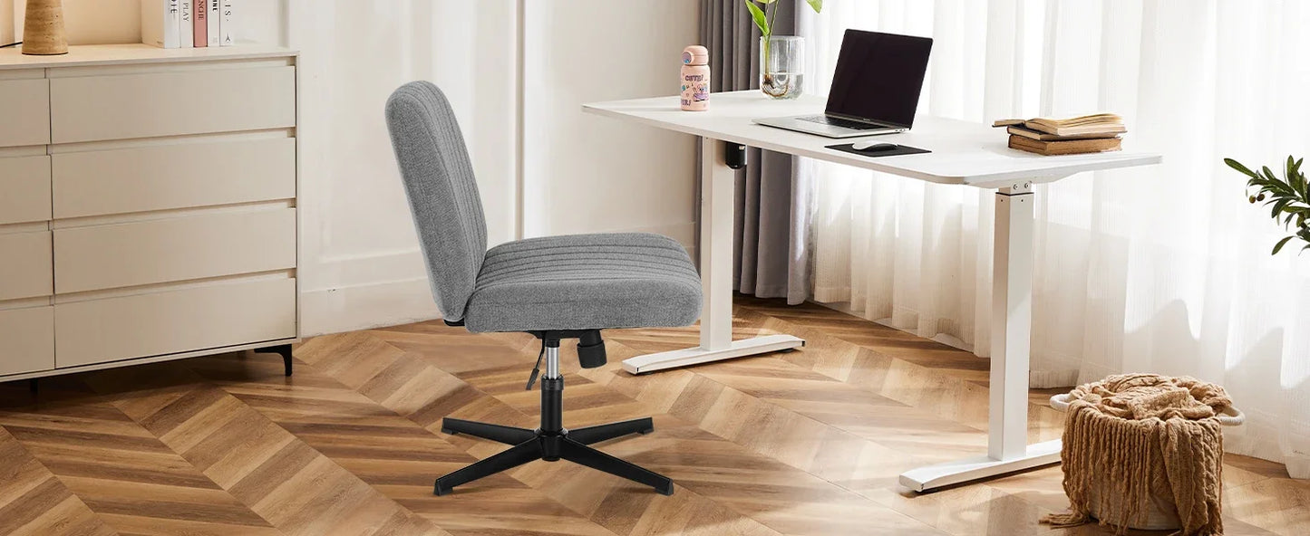 Armless Criss Cross Legged Swivel Office Chair - Wide Desk Chair Without Wheels