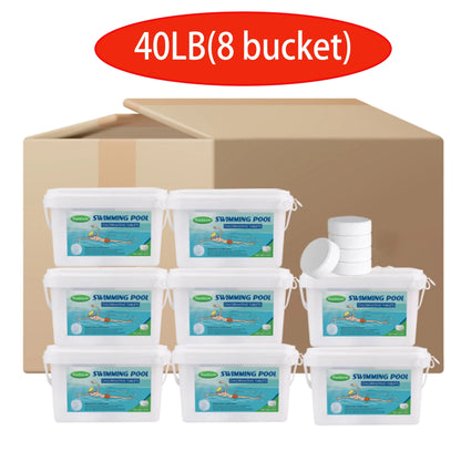 3-Inch 40 lbs Stabilized Pool Chlorine Tablets – Slow Dissolving for Pools, Hot Tubs & Spas