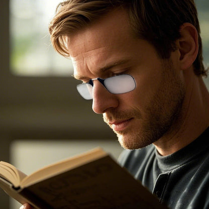 Men’s Nose Clip Reading Glasses – High-Quality Portable Transparent Eyewear for Seniors with Case