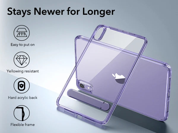 ESR Kickstand Case for iPad Mini 6/7 – Hybrid Protection Clear Back Cover with Stand & Pencil Support