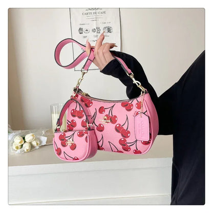 2025 Modern Vintage Cherry Crossbody Bag – Mahjong-Style Chain Shoulder & Underarm Bag, Women’s Light Luxury