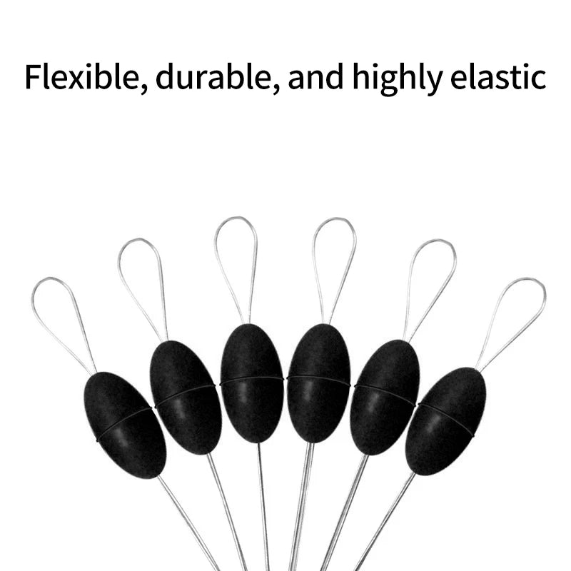 60pcs Rubber Space Bean Fishing Stoppers – 10-Group Oval Float Stopper Set for Carp & Fly Fishing