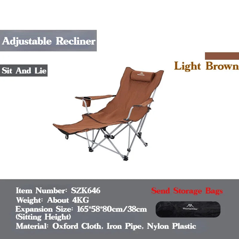 MOUNTAINHIKER 4-Speed Adjustable Folding Lounge Chair – Ultra-Light Portable Camping & Fishing Chair
