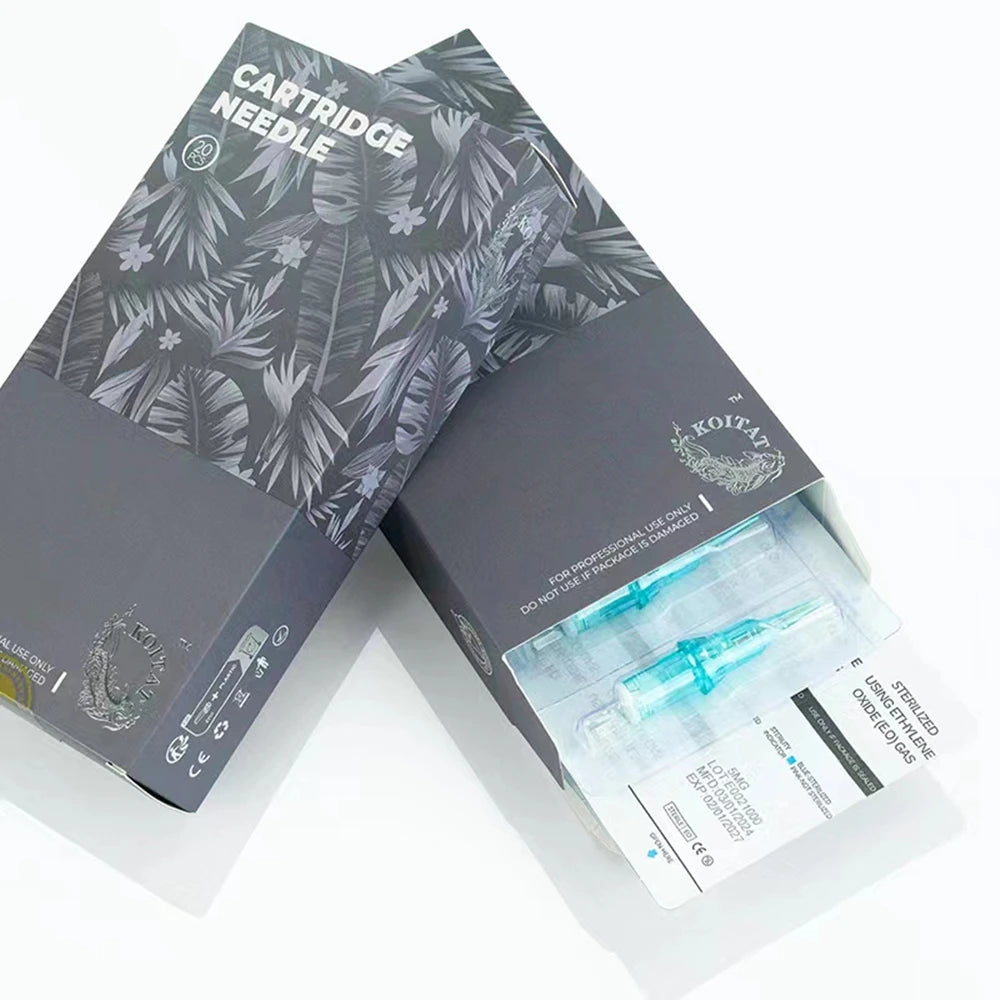20pcs Gray Tattoo Cartridge Needles – Disposable Sterile Membrane System for Permanent Makeup Machines & Grips