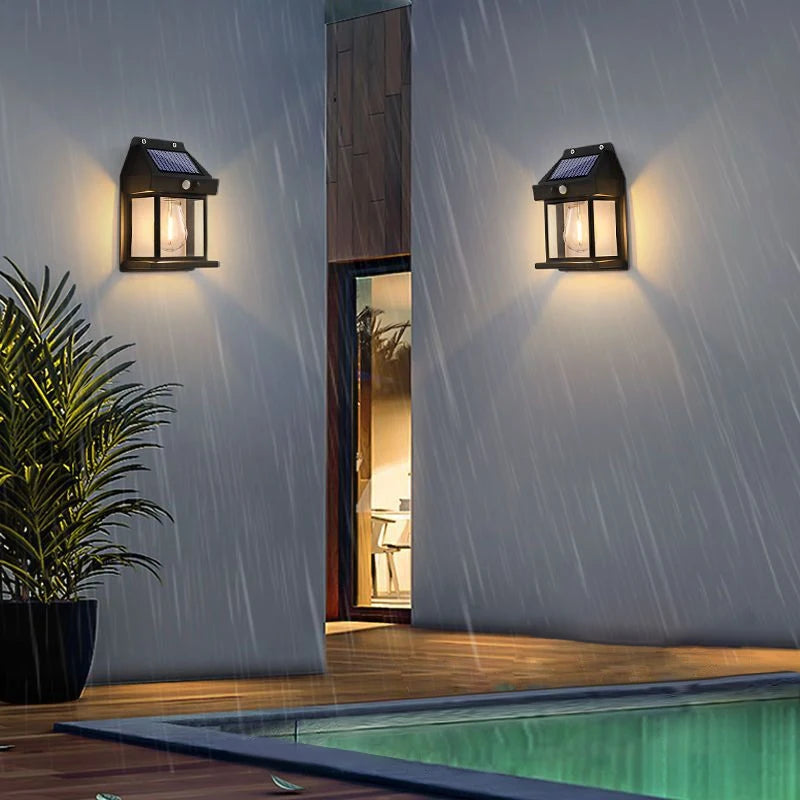 Solar Outdoor Wall Lamp - Human Body Induction, IP65 Waterproof for Home, Villa & Balcony Decor