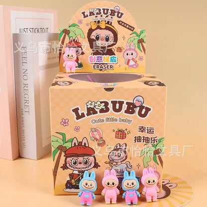 32PCS Labubu Eraser Blind Box – Anime Cartoon Figure Erasers for Kids’ School Supplies