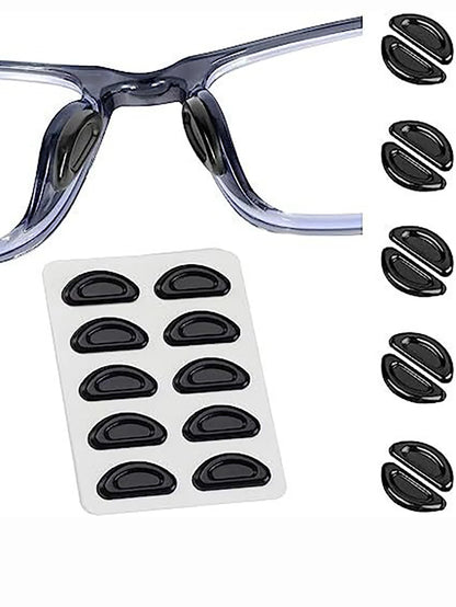 5 Pairs Anti-Slip Silicone Glasses Nose Pads - Soft Adhesive Nose Pads for Eyeglasses & Sunglasses (Black/White)