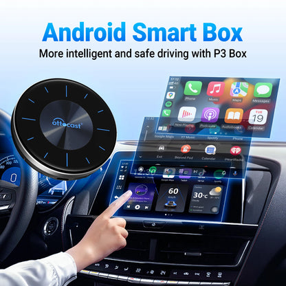 OTTOCAST P3 Android AI Box – Wireless CarPlay & Android Auto with HDMI Output, Built-in GPS, YouTube & Netflix for Car