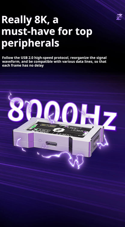 HMLAB ZNEO Gaming USB Hub – 2-to-3 Port with 8K Hz, Independent Power & Screen for Gaming Desk Setup