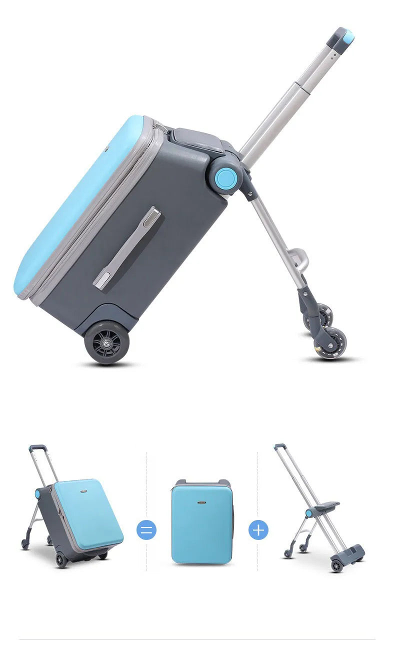 Kids Ride-On Stroller Travel Suitcase – Multifunction Waterproof & Wear-Resistant Luggage Trunk for Children