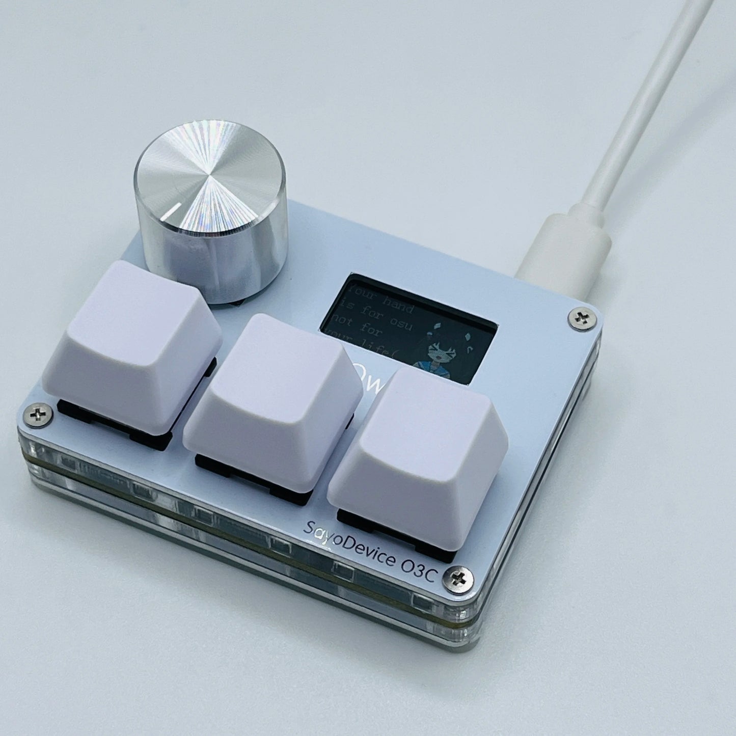 O3C SayoDevice OSU O3C Rapid Trigger Hall Switches – Magnetic Pink Keyboard Switches with Knob, Screen Copy & Paste Shortcut