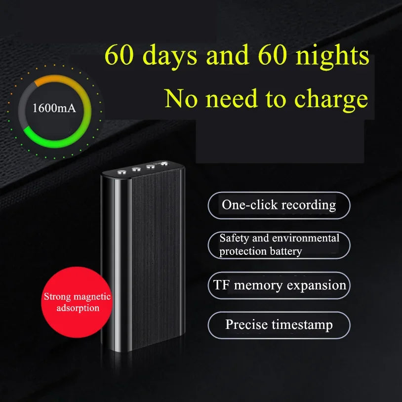 500-Hour 128GB Mini Voice Recorder — Activated Spy Audio Dictaphone with Noise Reduction, MP3 Player & Magnetic Attachment