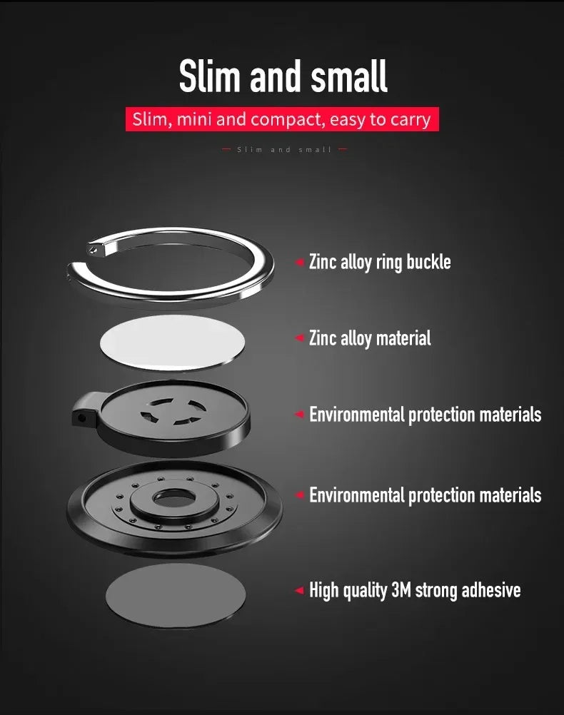 360° Rotating Finger Ring Holder Stand - Magnetic Car Mount & Universal Phone Back Sticker Pad Grip