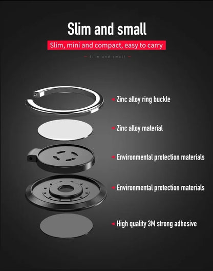 360° Rotating Finger Ring Holder Stand - Magnetic Car Mount & Universal Phone Back Sticker Pad Grip