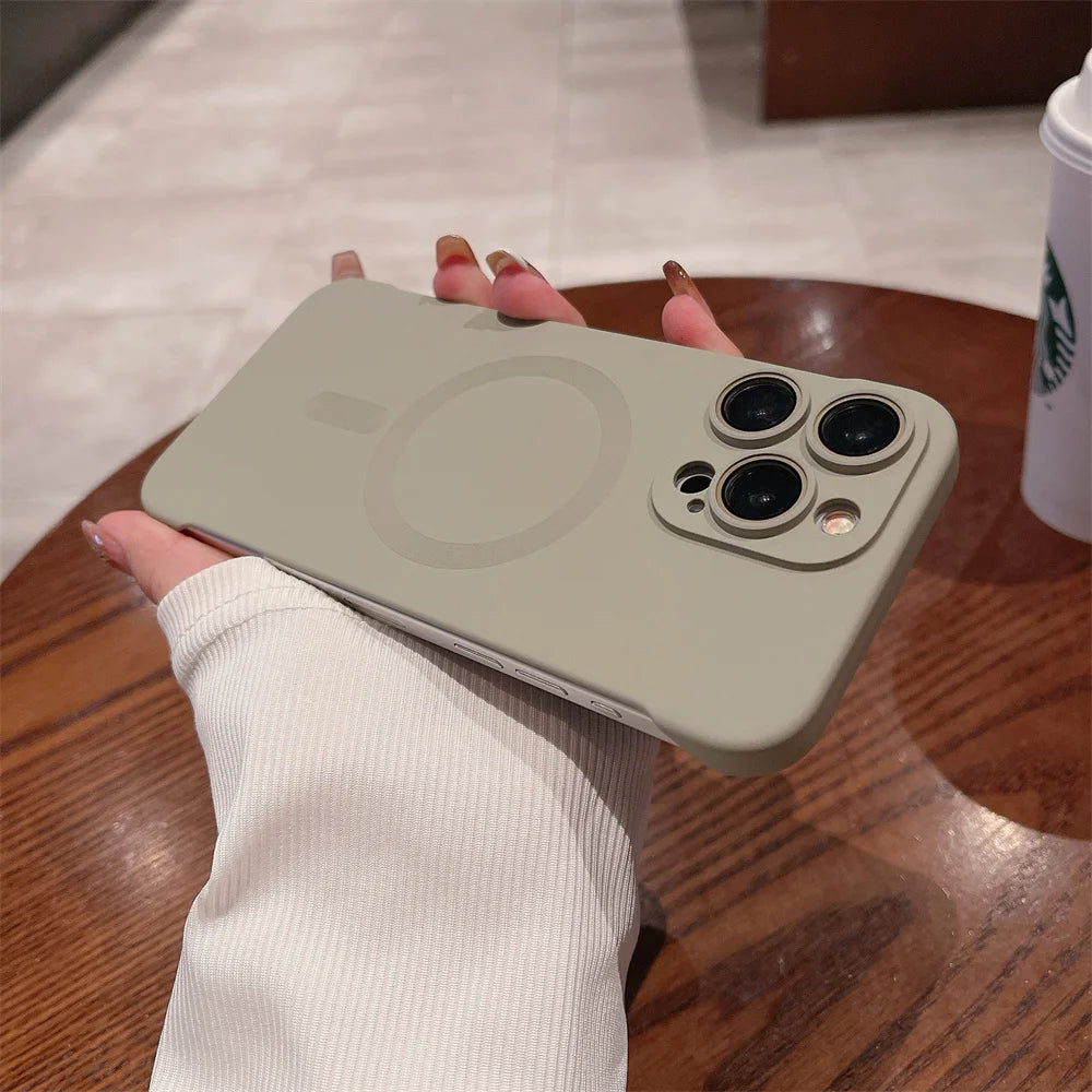 Magnetic Wireless Charging Case for iPhone 15, 14, 13, 12 – MagSafe Compatible, Ultra-Thin Frameless Matte Hard PC Cover, Luxury Design