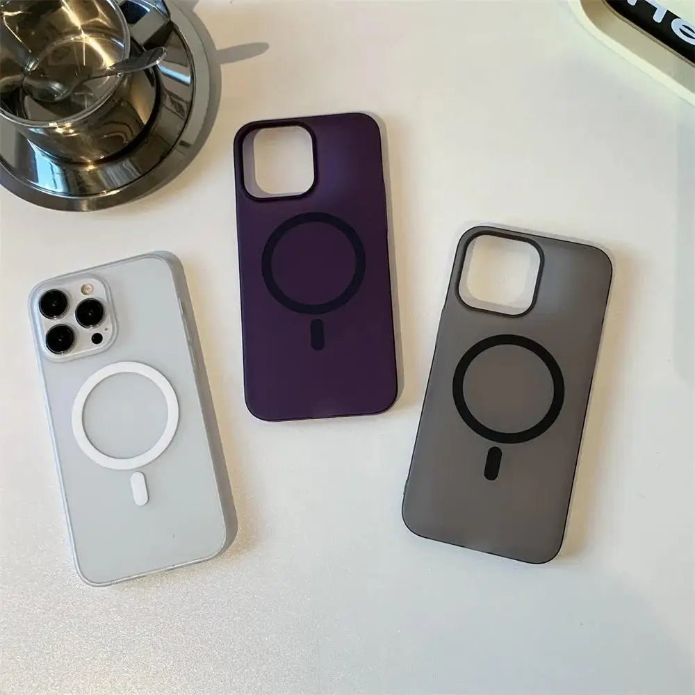 Matte Ultra-Thin iPhone Case – Hard PC Translucent Cover with MagSafe Magnetic Wireless Charging, Fits iPhone 11-17 Pro Max