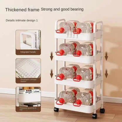 Multi-Layer Trolley Storage Rack - Mobile Organizer for Kitchen, Bedroom, and Bathroom, Ideal for Snacks and Baby Items