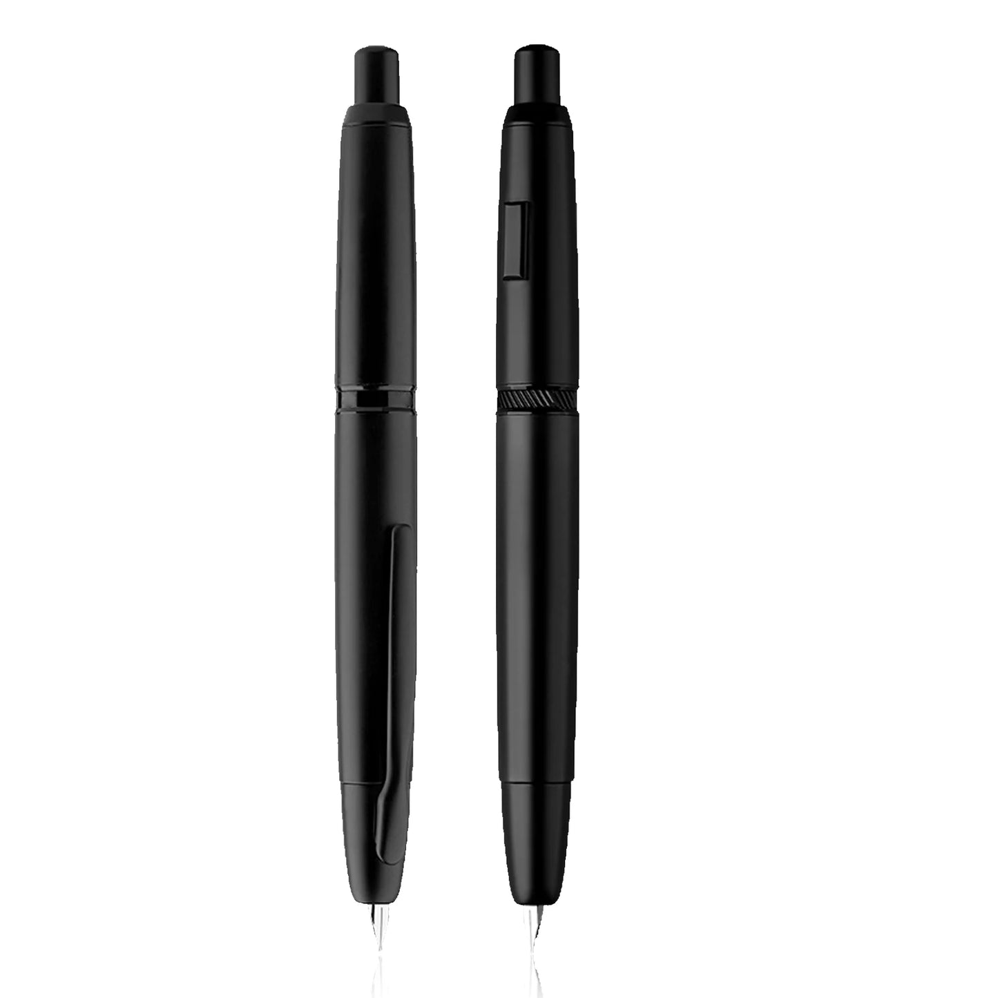 Majohn A1 Press Fountain Pen - Retractable EF Nib 0.4mm, Metal Matte Black Ink Pen with Converter, Ideal Student Gift