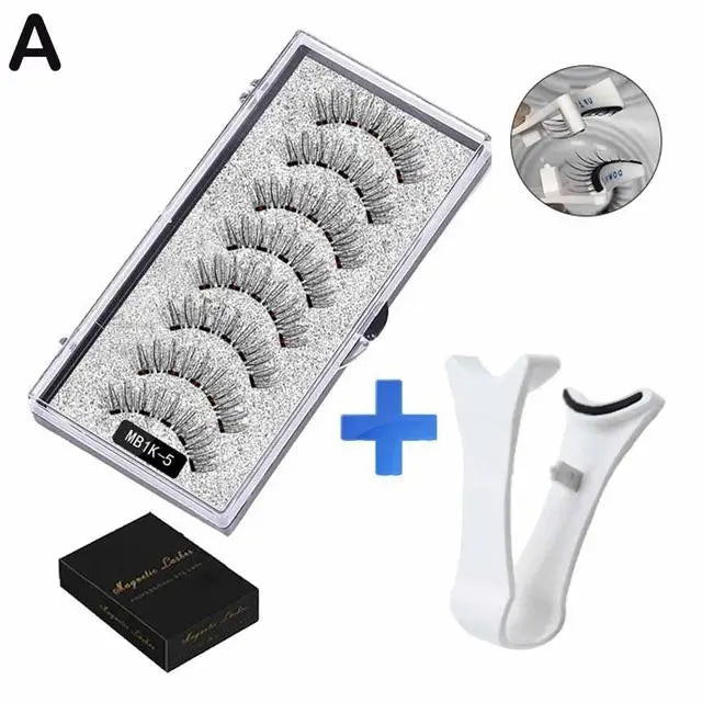 3D Natural Magnetic Eyelashes – 5 Magnetic Lashes with Handmade Gift Box, Reusable Extensions