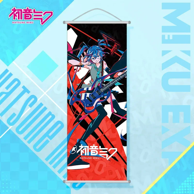 Bandai Hatsune Miku 2D Peach Skin Scroll Poster — Anime Wall Hanging Painting, Peripheral Decoration 25×70cm