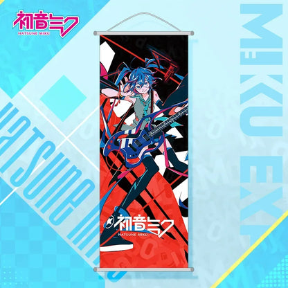 Bandai Hatsune Miku 2D Peach Skin Scroll Poster — Anime Wall Hanging Painting, Peripheral Decoration 25×70cm