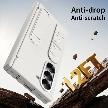 Original Silicone Grip Phone Case for Samsung Galaxy Z Fold 4-7 – Stand & Hinge Protective Cover with Glass Film