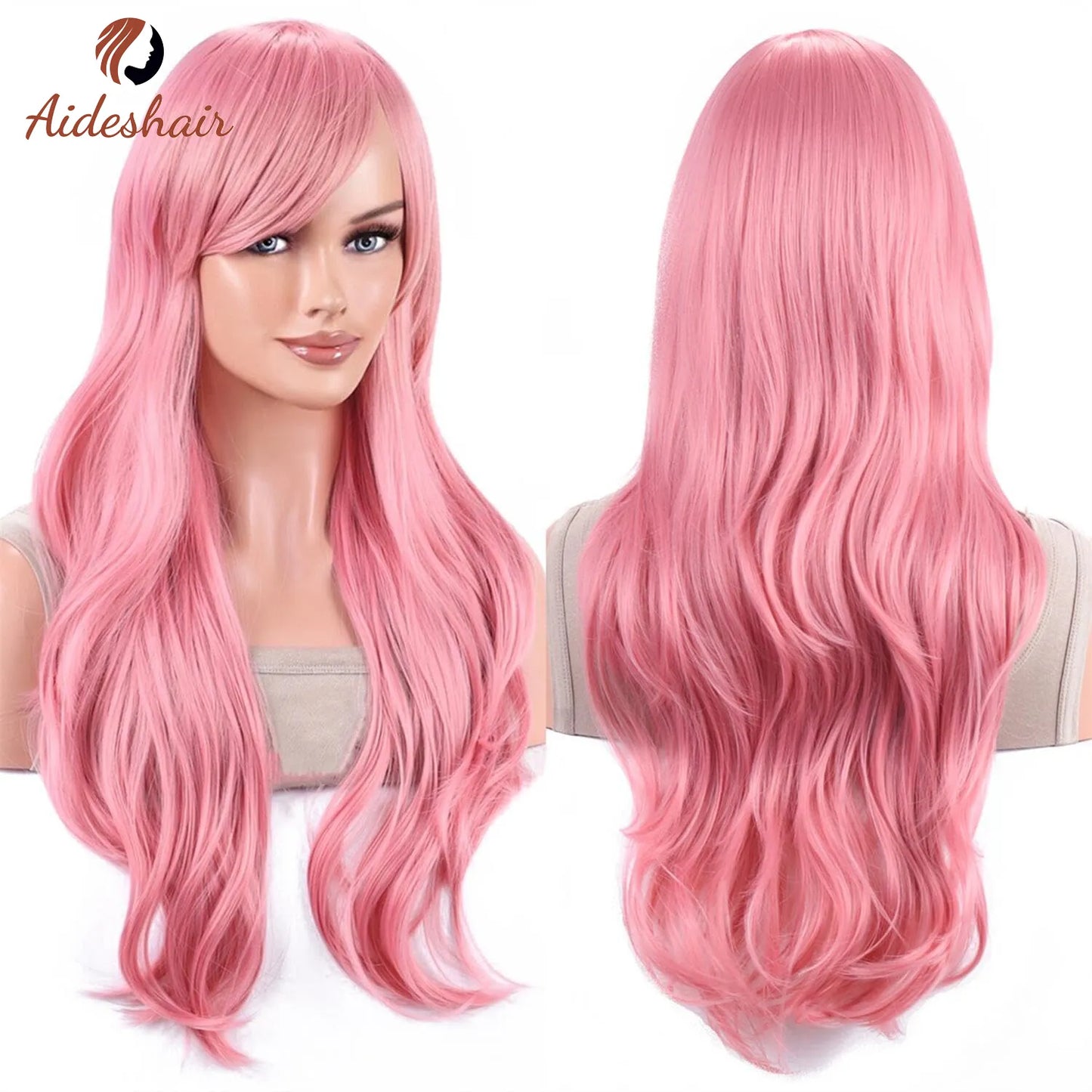 Aideshair Fashion Wigs 28" 70cm Long Wavy Curly Hair: Heat Resistant Cosplay Wig for Women - Includes Free Wig Cap