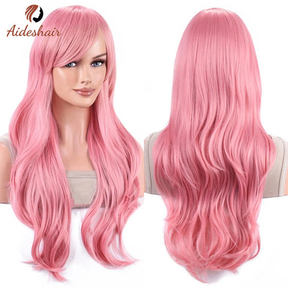 Aideshair Fashion Wigs 28" 70cm Long Wavy Curly Hair: Heat Resistant Cosplay Wig for Women - Includes Free Wig Cap
