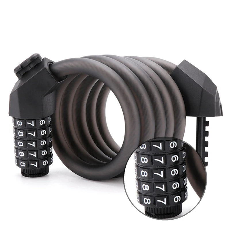 Universal Bicycle Lock - Mountain Bike 5 Digit Password Lock - Portable Anti-theft Security Steel Chain Motorcycle Lock