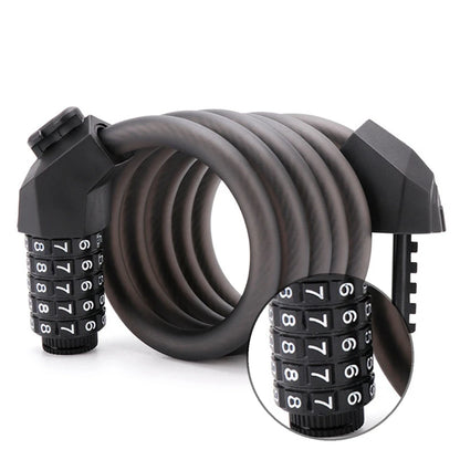 Universal Bicycle Lock - Mountain Bike 5 Digit Password Lock - Portable Anti-theft Security Steel Chain Motorcycle Lock