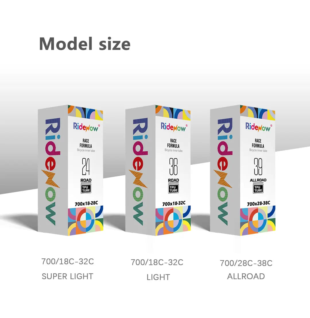 Ridenow Upgraded Metal Nozzle 700c TPU Inner Tube – 700x18-32c Road Bike Tube with Removable Valve Cores